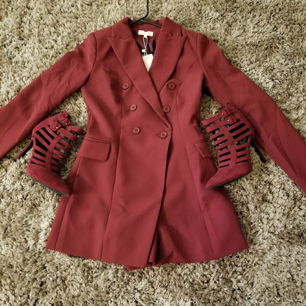 Burgundy Tuxedo Romper